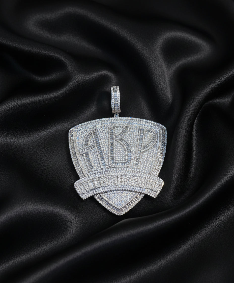 Iced out White gold plated pendant