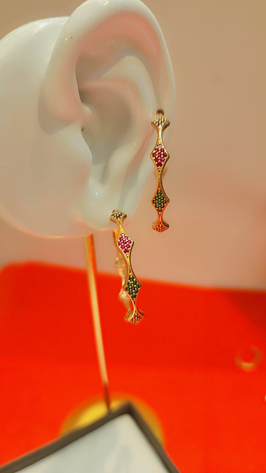 Gold plated cubic zirconia stone earring