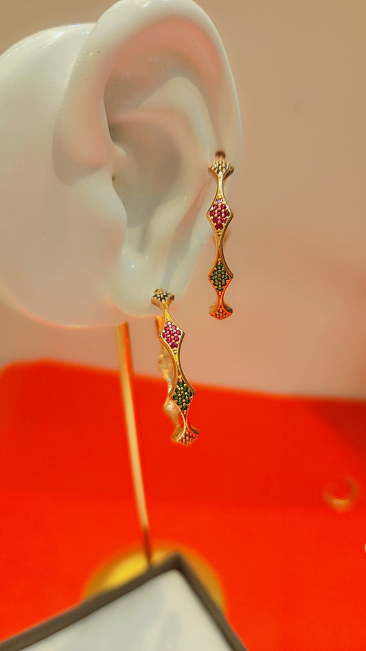 Gold plated cubic zirconia stone earring