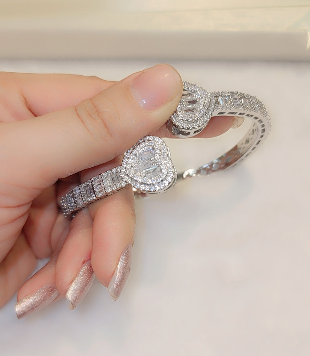 Iced out  bangle cubic zirconia stone