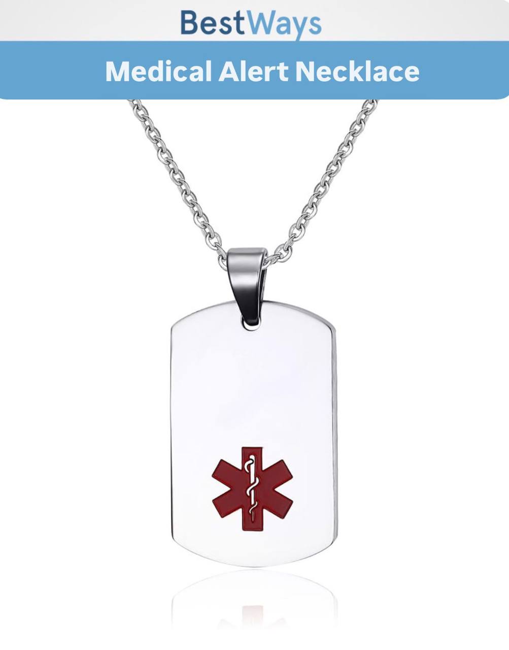 Gold Medical Alert Necklace – Stainless Steel Pendant with Red Symbol