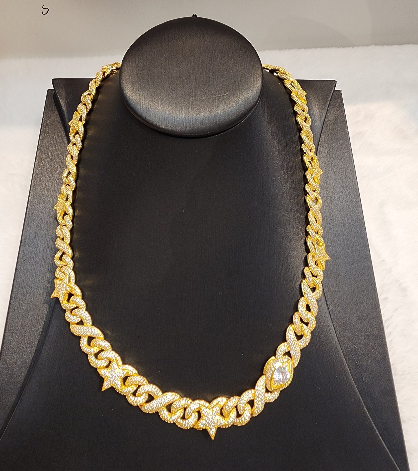 Iced out gold plated chain