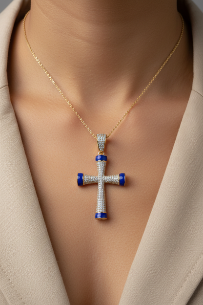 Iced out gold plated cross pendant