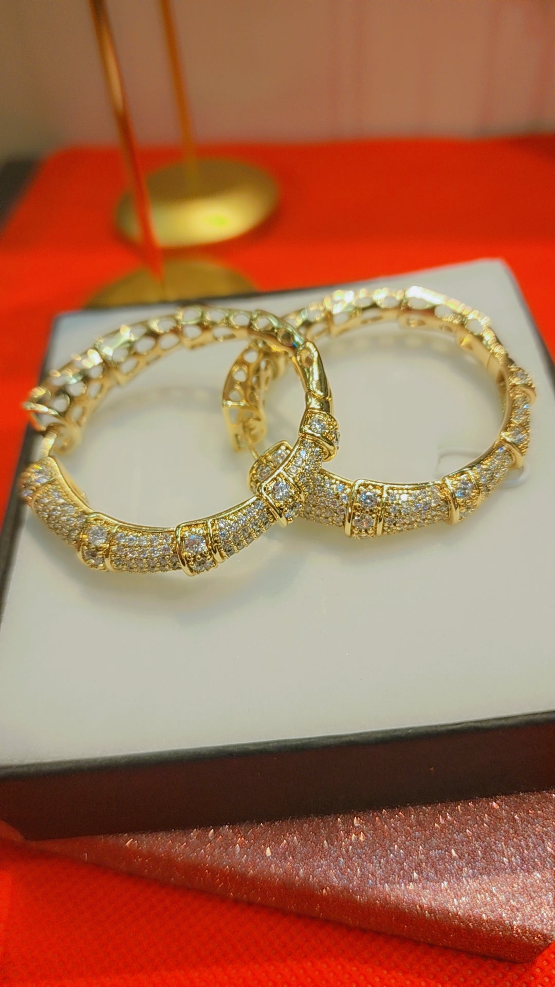 Gold plated earring cubic zirconia stone