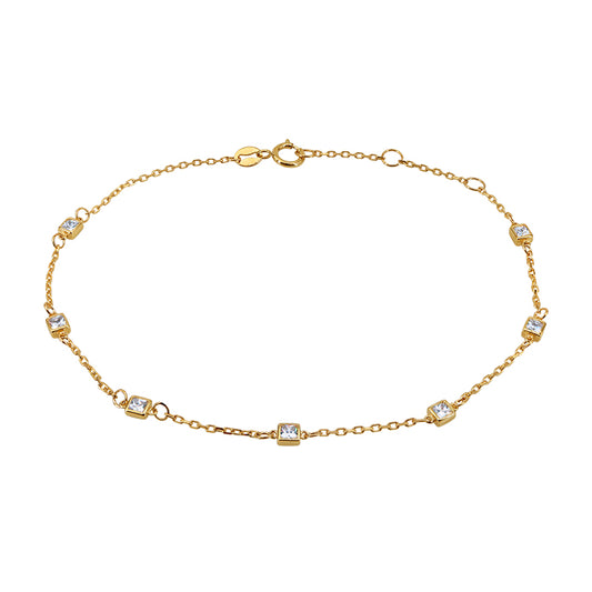 Bracelet en or 10 carats avec maillon d'ancrage de 1 mm, extension de 6,5" + 0,5" + 0,5" (2,5 mm)