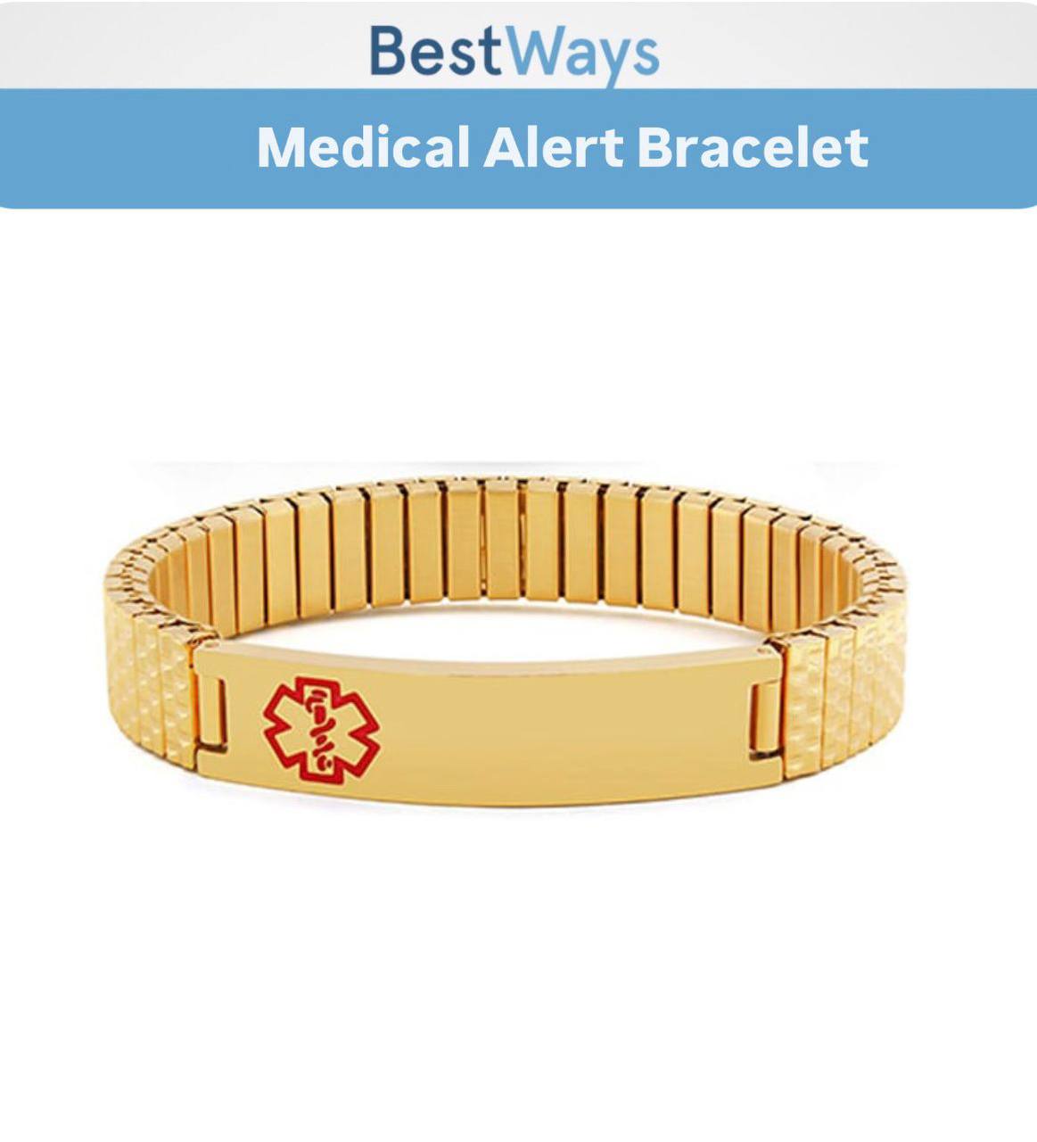 Protect your health with elegance using the Gold-Plated Medical Alert Bracelet.
Crafted from rust-resistant stainless steel with durable gold plating, it features the universal medical symbol for quick emergency ID. Scratch- and water-resistant, hypoallergenic, and perfect for diabetes, epilepsy, allergies, or medications.