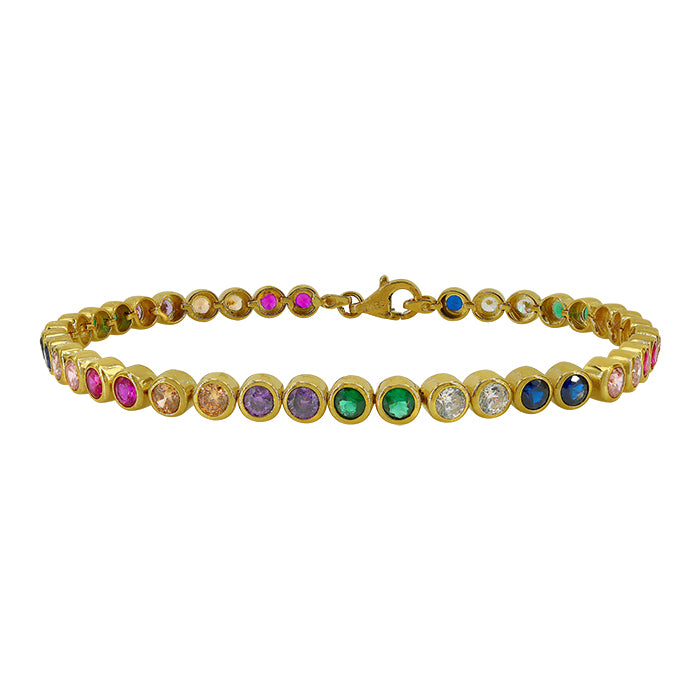 Bracelet en or 10 carats, multi-circulaire en oxyde de zirconium 7″ (4 mm)