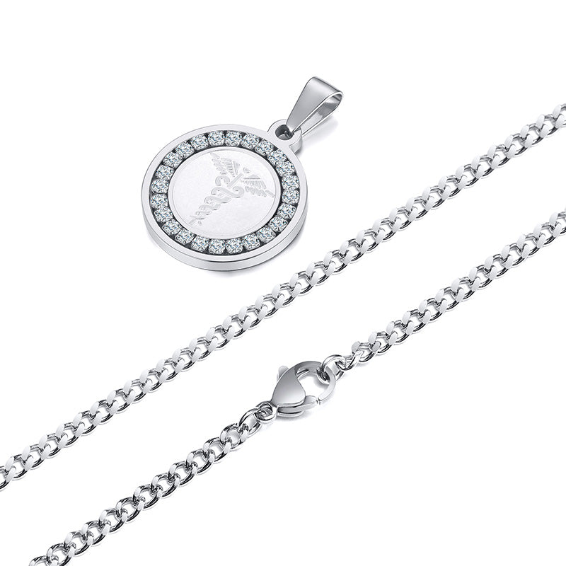 Stay safe and stylish with the BestWays Medical Alert Necklace. Crafted from gold-tone stainless steel with sparkling AAA cubic zirconia, it features an engraved medical symbol for quick identification in emergencies.
Hypoallergenic, tarnish-resistant, and perfect for diabetes, allergies, heart conditions, and more.