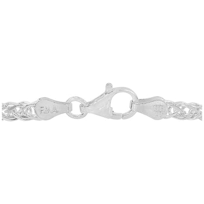 ਸਟਰਲਿੰਗ ਸਿਲਵਰ, 4 ਪਾਸਿਆਂ ਵਾਲੀ ਹੀਰਾ ਕੱਟੀ ਹੋਈ ਟ੍ਰਿਪਲ ਕਣਕ ਦੀ ਚੇਨ (3mm)