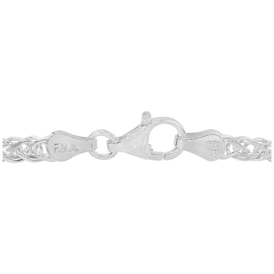 Chaîne triple blé en argent sterling, 4 côtés, taille diamant (3 mm)