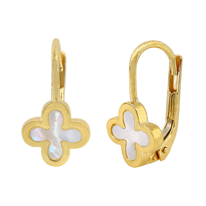 Real gold leaf clover earrings