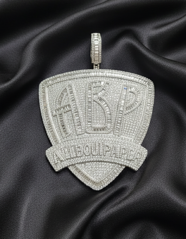 Iced out White gold plated pendant