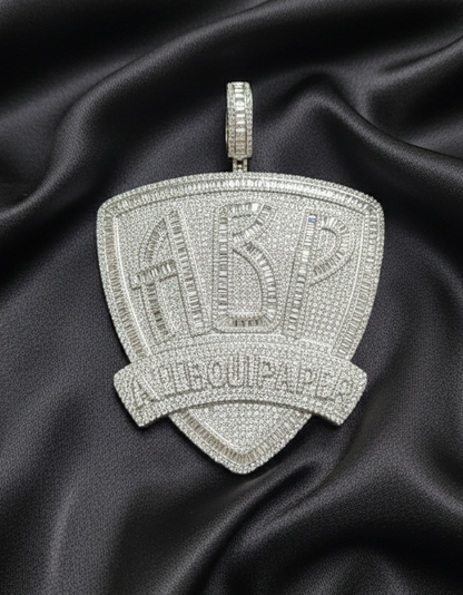 Iced out White gold plated pendant