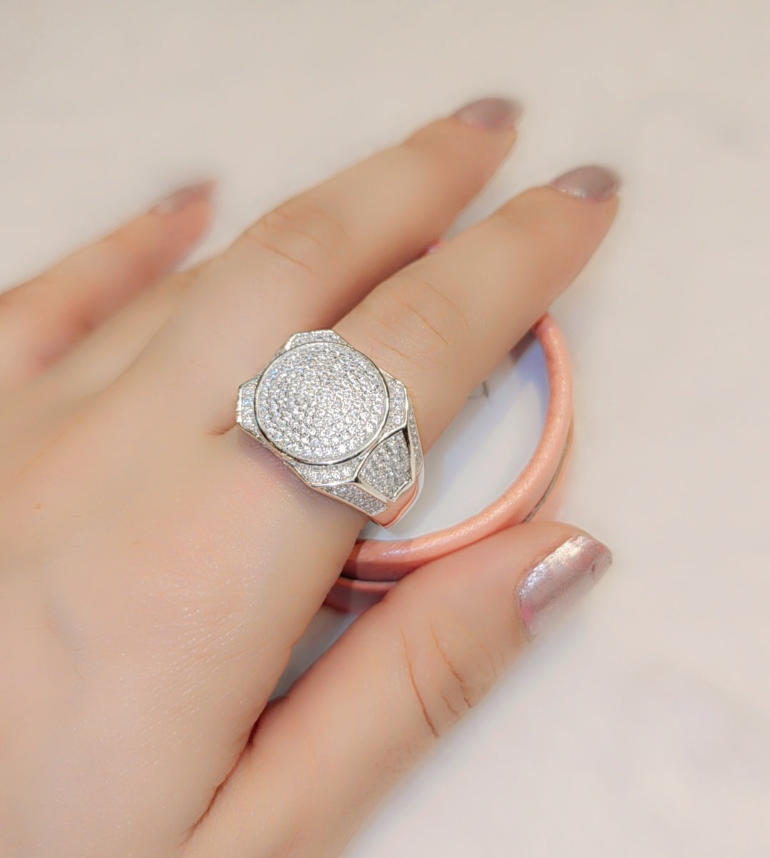 Bague en argent sterling avec effet glacé