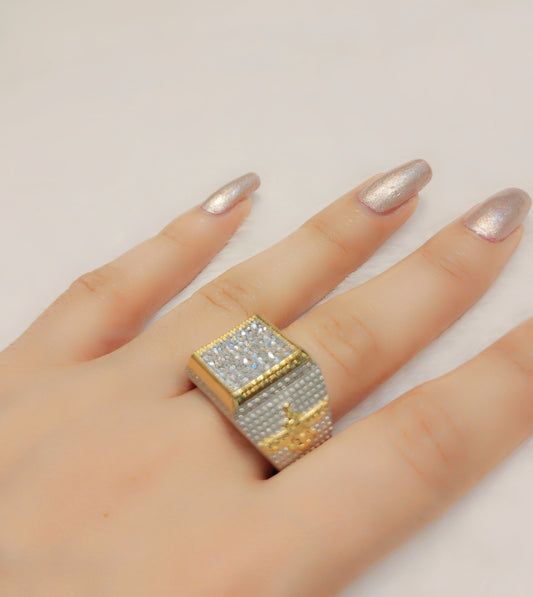 Gold plated Two Tone square ring