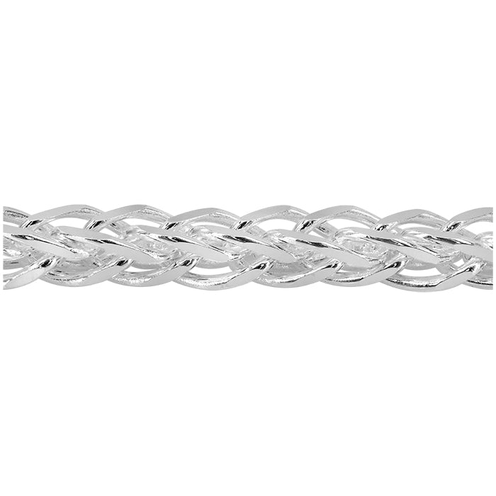 ਸਟਰਲਿੰਗ ਸਿਲਵਰ, 4 ਪਾਸਿਆਂ ਵਾਲੀ ਹੀਰਾ ਕੱਟੀ ਹੋਈ ਟ੍ਰਿਪਲ ਕਣਕ ਦੀ ਚੇਨ (3mm)