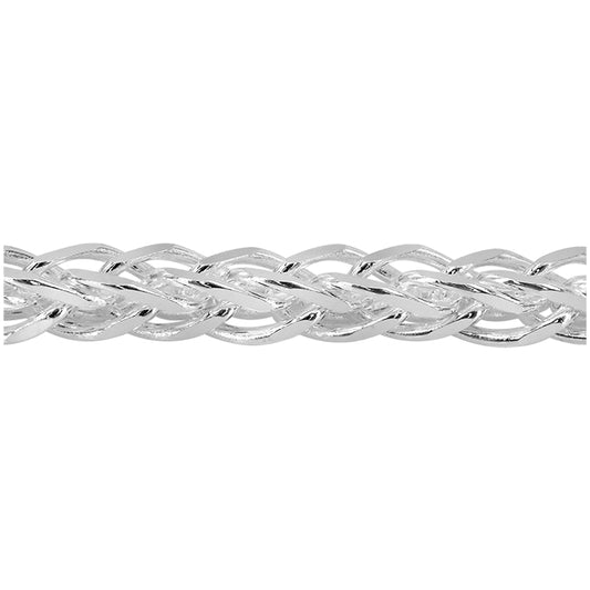 Chaîne triple blé en argent sterling, 4 côtés, taille diamant (3 mm)