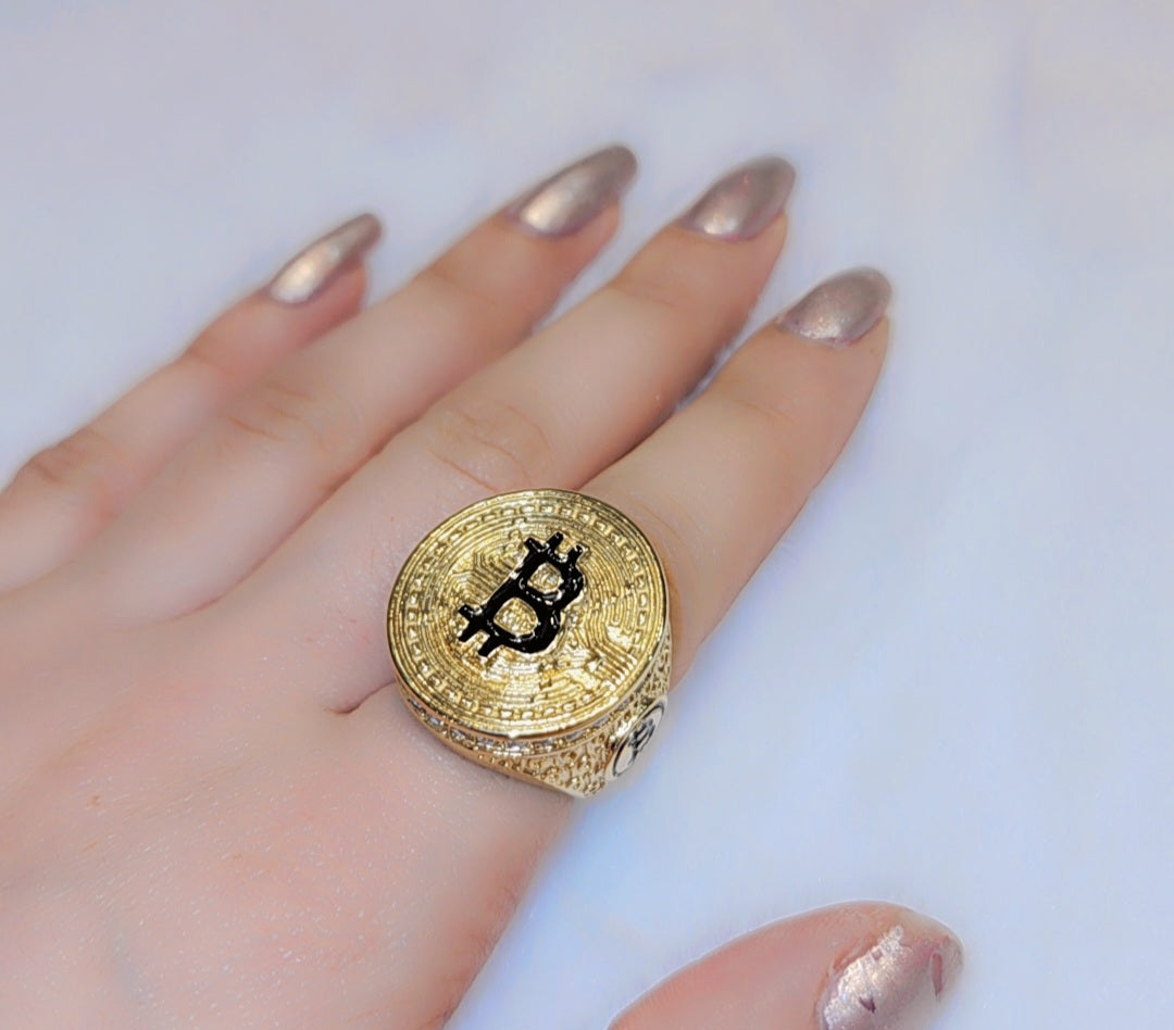 Bague Bitcoin plaquée or