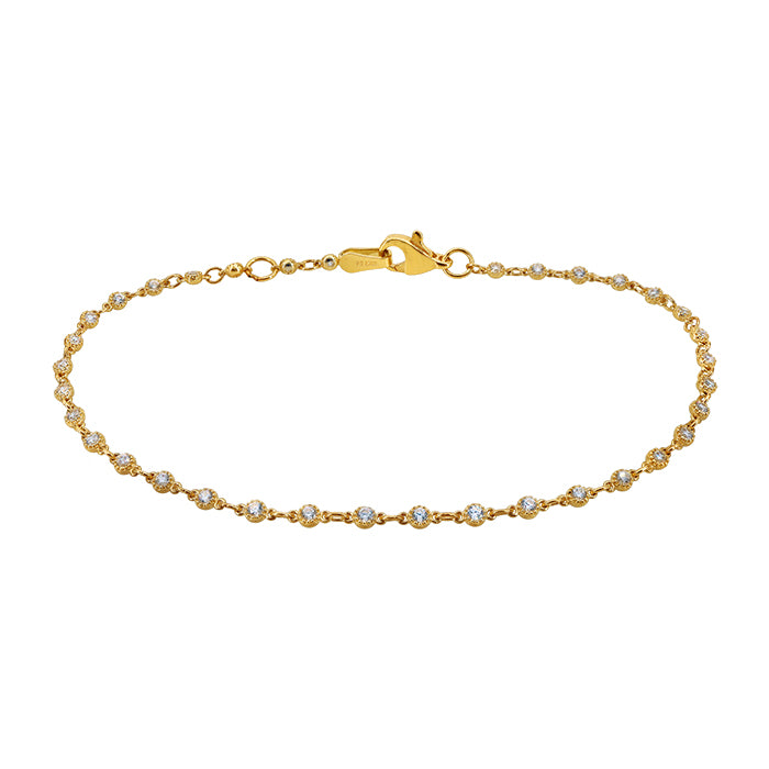 Bracelet en or 10 carats avec zircone cubique, 7″ + 0,5″ extension (2 mm)