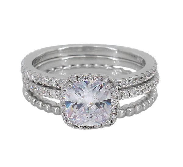 Bague carrée en argent sterling