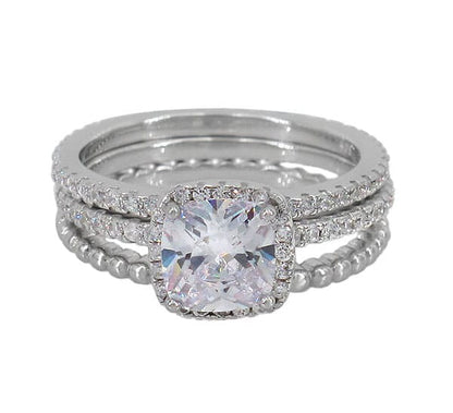 Bague carrée en argent sterling