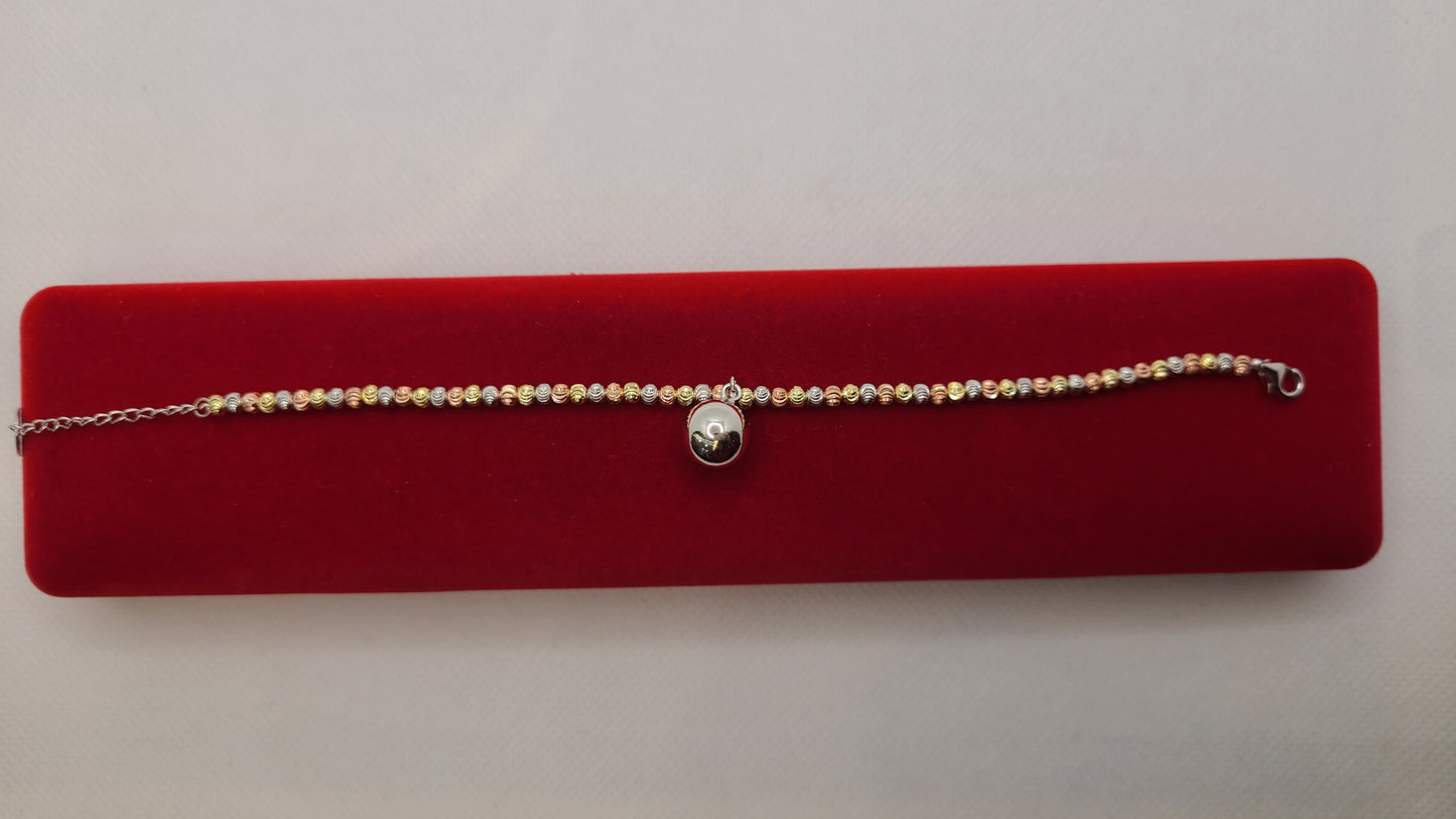 ਸਟਰਲਿੰਗ ਸਿਲਵਰ 3 ਟੋਨ ਬਰੇਸਲੇਟ