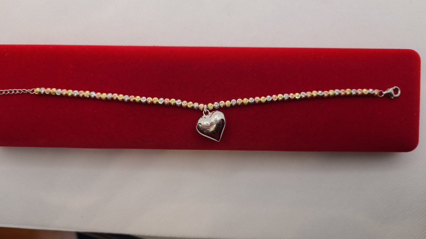 ਸਟਰਲਿੰਗ ਸਿਲਵਰ 3 ਟੋਨ ਬਰੇਸਲੇਟ