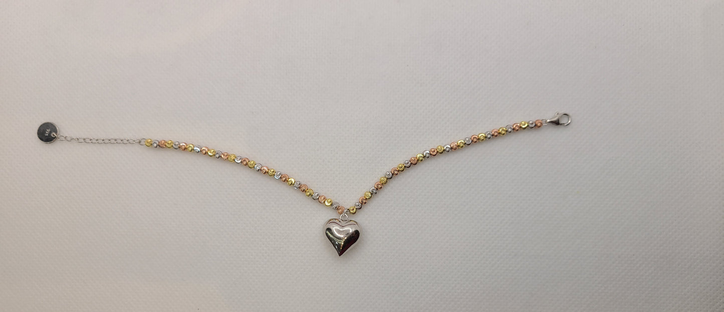 ਸਟਰਲਿੰਗ ਸਿਲਵਰ 3 ਟੋਨ ਬਰੇਸਲੇਟ