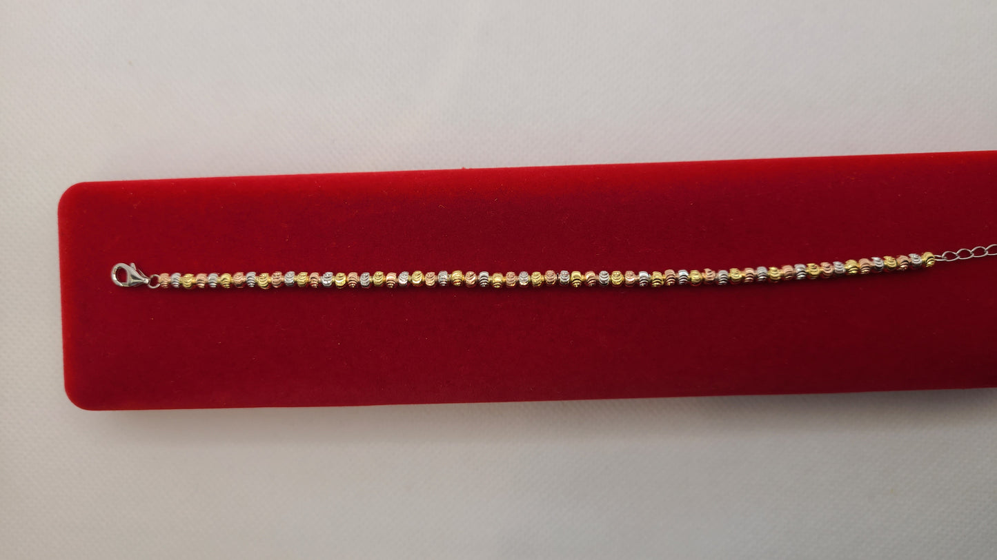 ਸਟਰਲਿੰਗ ਸਿਲਵਰ 3 ਟੋਨ ਬਰੇਸਲੇਟ