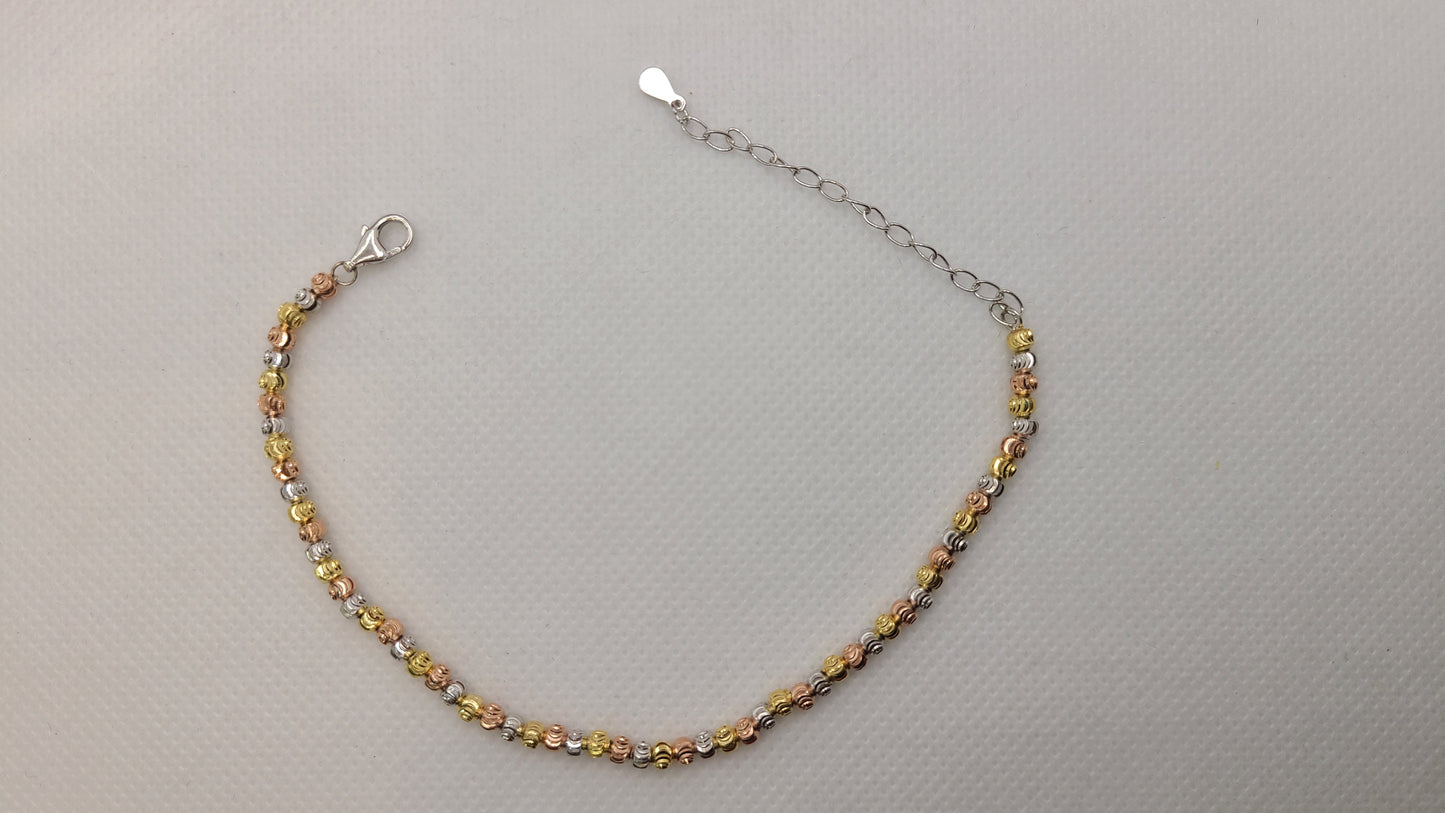 ਸਟਰਲਿੰਗ ਸਿਲਵਰ 3 ਟੋਨ ਬਰੇਸਲੇਟ