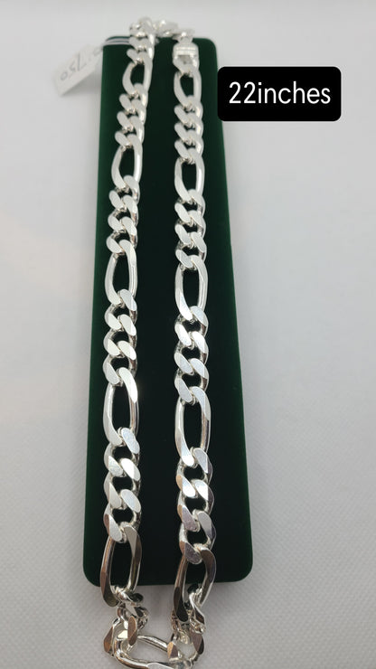 925 ਸਟਰਲਿੰਗ ਸਿਲਵਰ ਫਿਗਾਰੋ ਚੇਨ