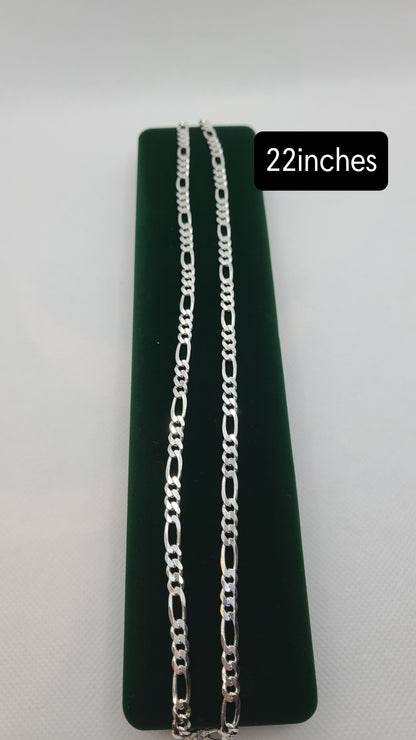 925 ਸਟਰਲਿੰਗ ਸਿਲਵਰ ਫਿਗਾਰੋ ਚੇਨ