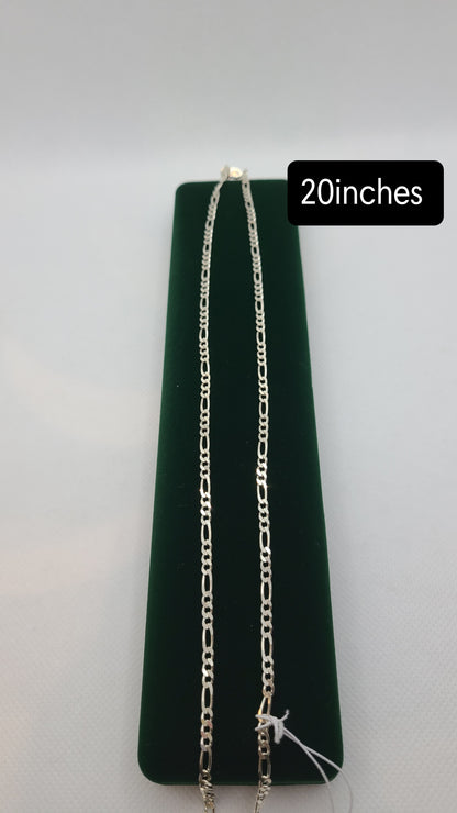 925 ਸਟਰਲਿੰਗ ਸਿਲਵਰ ਫਿਗਾਰੋ ਚੇਨ