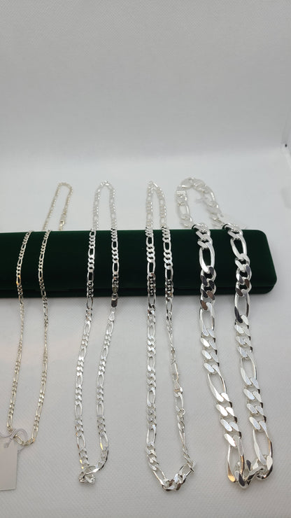 925 ਸਟਰਲਿੰਗ ਸਿਲਵਰ ਫਿਗਾਰੋ ਚੇਨ