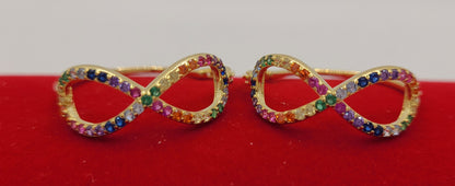 Créoles multicolores en argent véritable 925