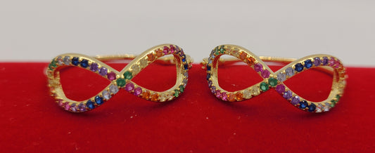 Créoles multicolores en argent véritable 925