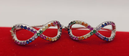 Créoles multicolores en argent véritable 925