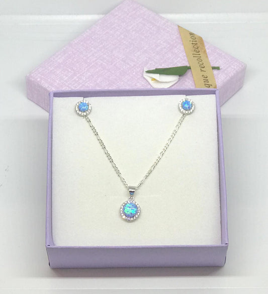 Real Opal Set Real Silver - 7Jewelry