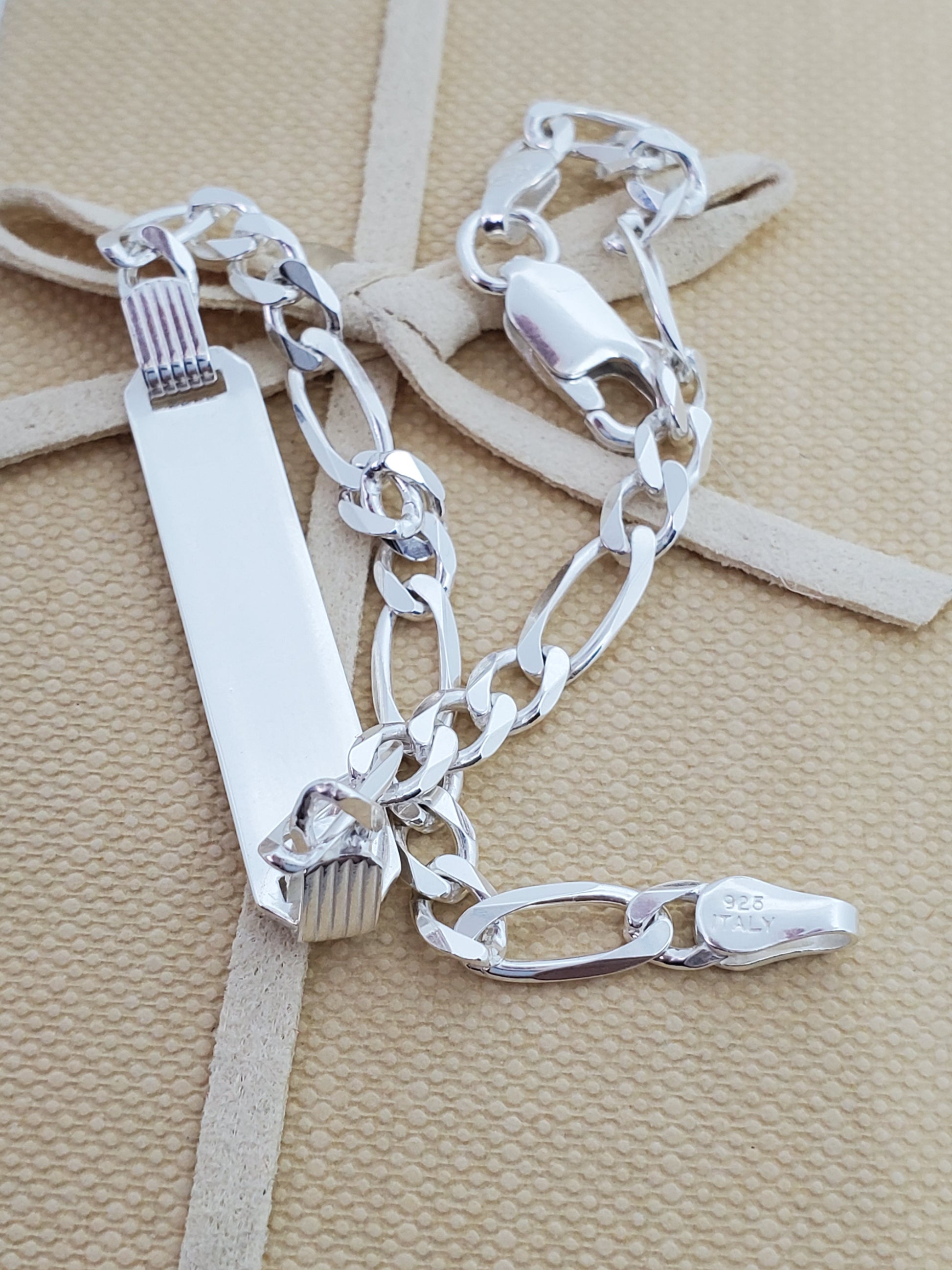 Figaro real silver unisex kids bracelet - 7Jewelry