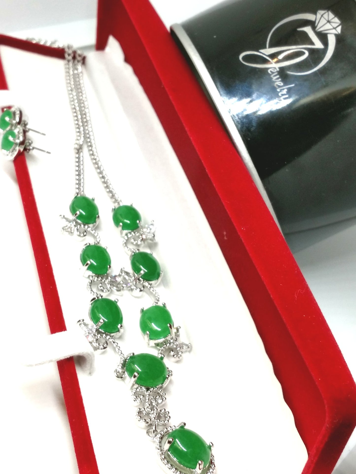 Ensemble plaqué or en jade véritable 