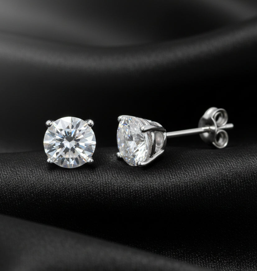 Real Silver Studs (round stone)