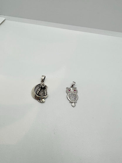 Pendentifs hibou en argent véritable