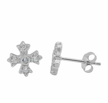 Boucles d'oreilles trèfle à 4 feuilles en argent véritable