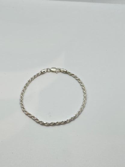 Bracelets en corde d'argent véritable