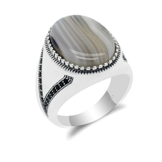 Bague œil de chat en argent sterling