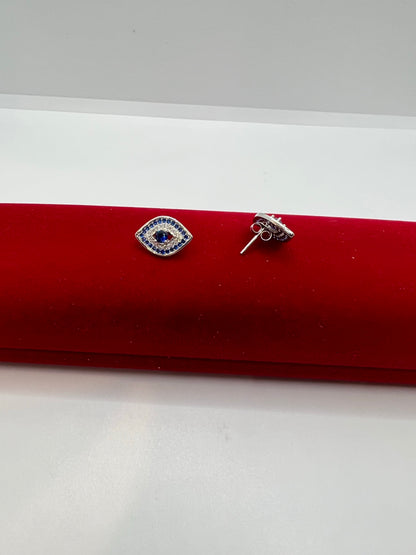 Boucles d'oreilles à tige en argent véritable contre le mauvais œil