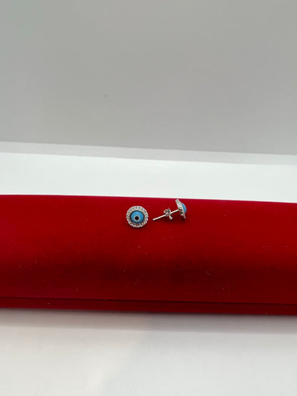 ਅਸਲੀ ਚਾਂਦੀ ਦੀਆਂ ਬੁਰੀਆਂ ਅੱਖਾਂ ਵਾਲੇ ਗੋਲ ਸਟੱਡ