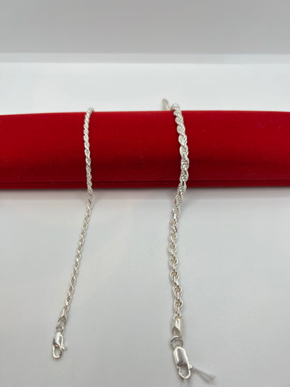 Bracelets en corde d'argent véritable