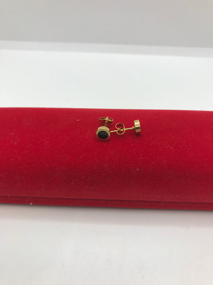 Clous d'oreilles en acier inoxydable doré et noir