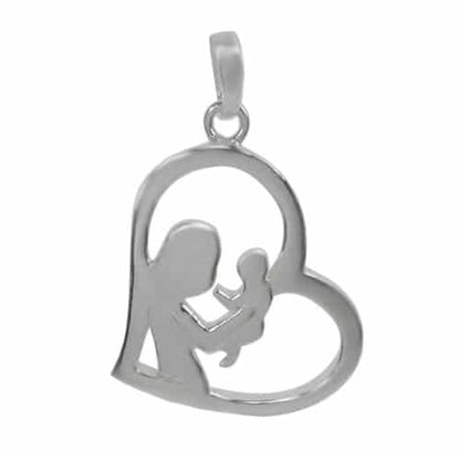 Pendentif mère et enfant en argent véritable